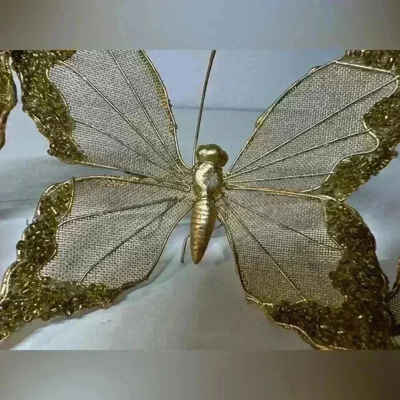 Set of 4 Gold Butterflies -Made With Metal And Mesh 4.5” - Picture 5 of 7
